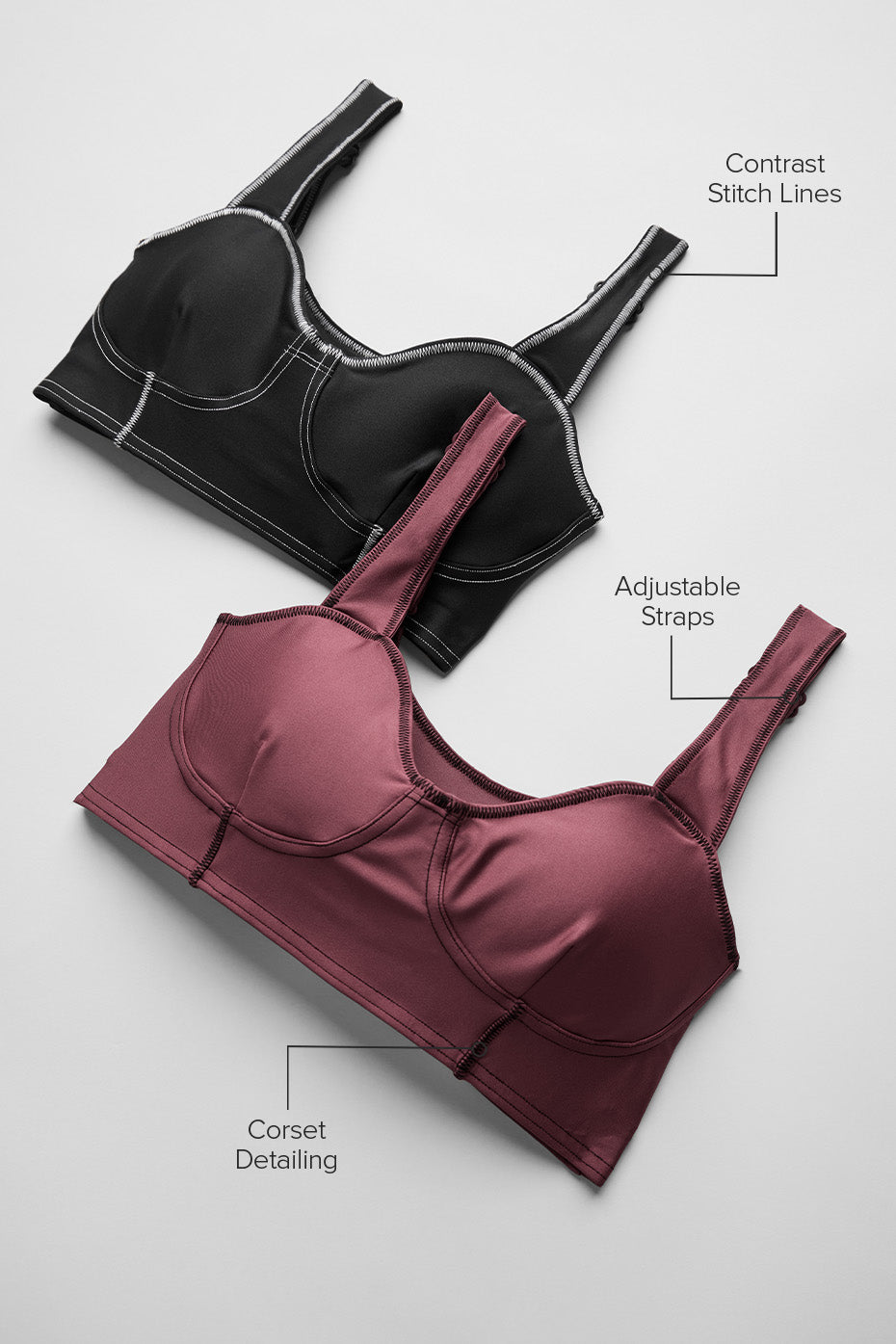 Side angle of womens sports bras styled with matching leggings