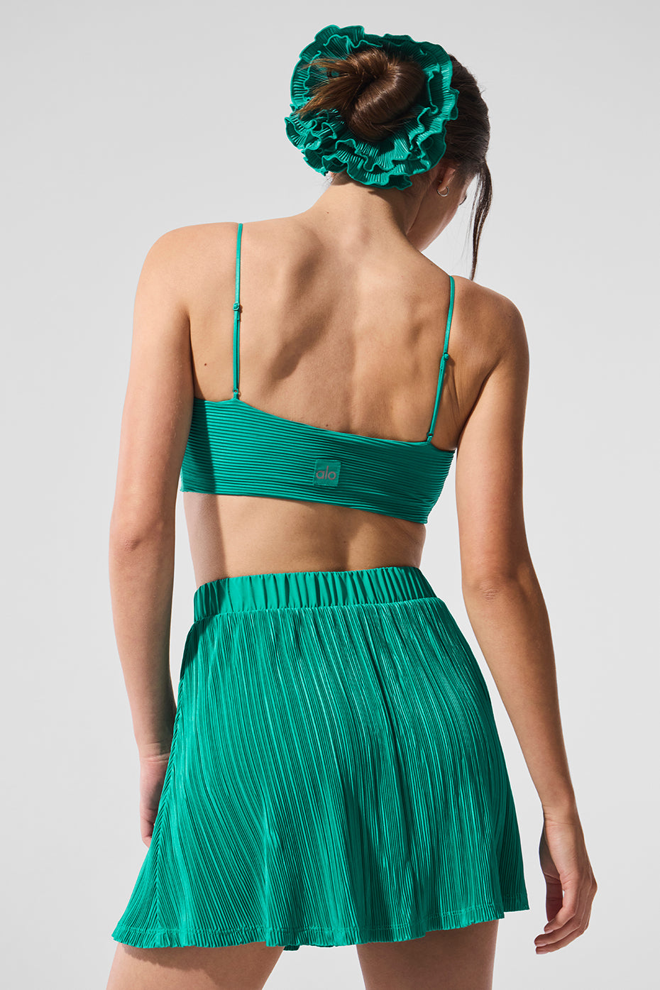 Close-up of Micro Plisse Sports Bra fabric highlighting quality and comfort.