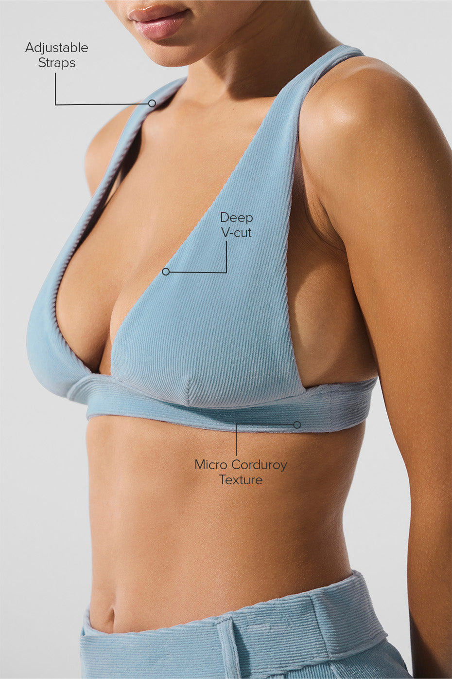 Stylish Celestial Blue Dreamer Bra paired with a button-down shirt.