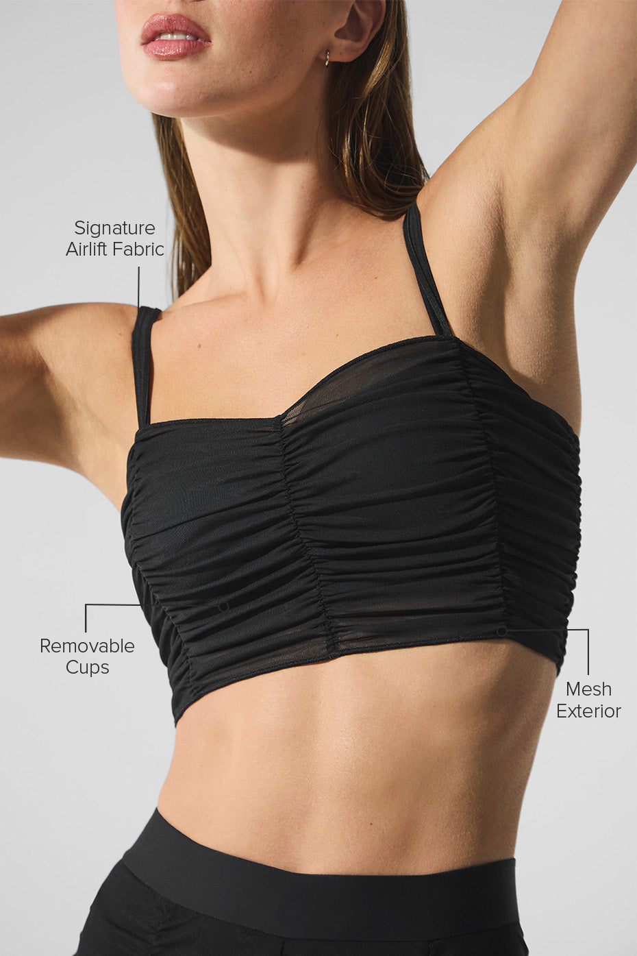 Side view of the Airlift Mesh Yoga Bra, highlighting the double straps.