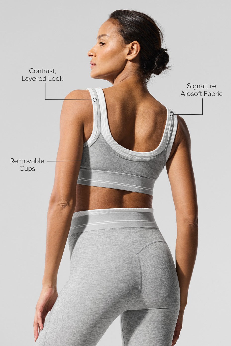 Side profile of the athletic bra highlighting support and breathable fabric