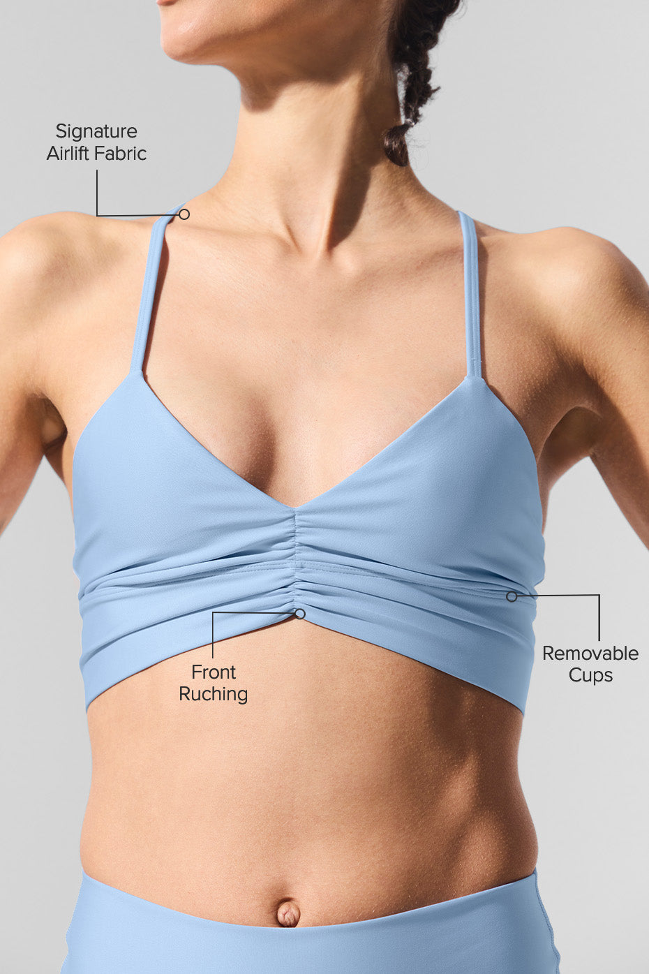 Side angle of the Airlift Divine Sports Bra, highlighting its stylish design.