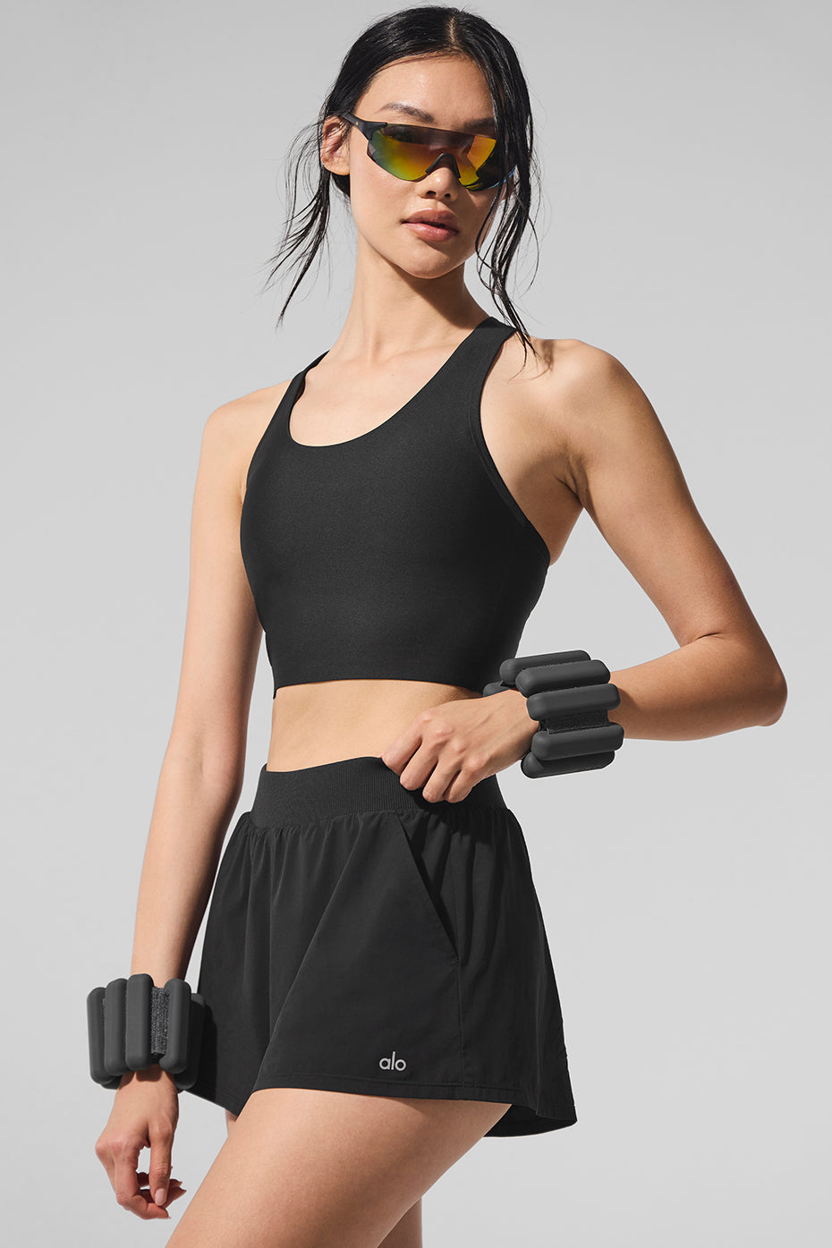 Front view of the Airlift Ultra Compression Tank with Built-In Bra in Black.