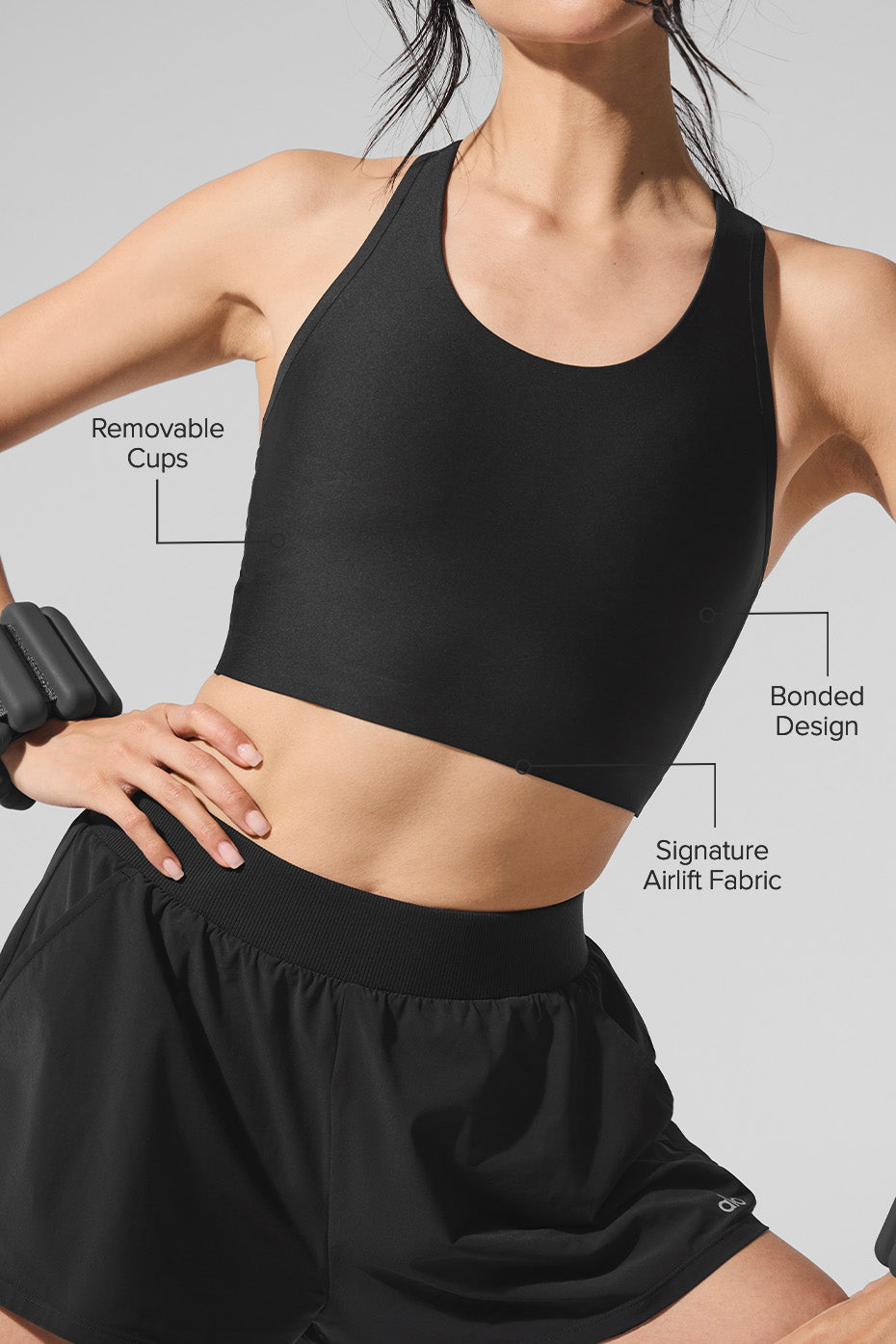 Model showcasing the high-performance workout tank during a run.