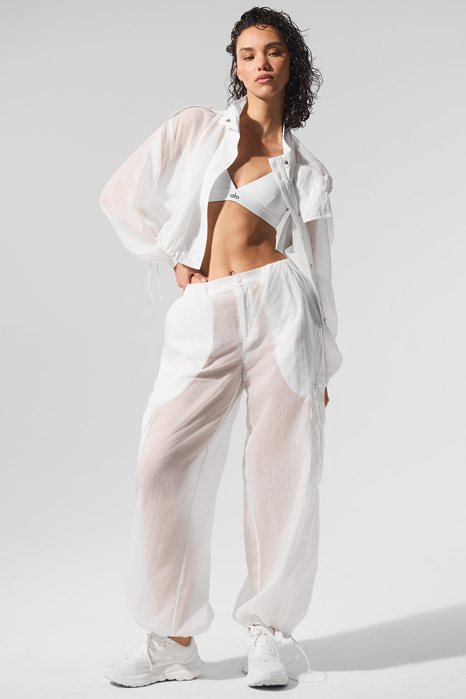 Casual summer outfit featuring a lightweight cropped jacket over a bikini