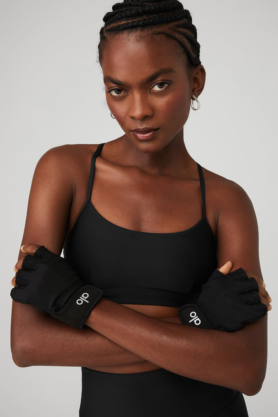Close-up of the padded palms of weightlifting gloves for better grip.