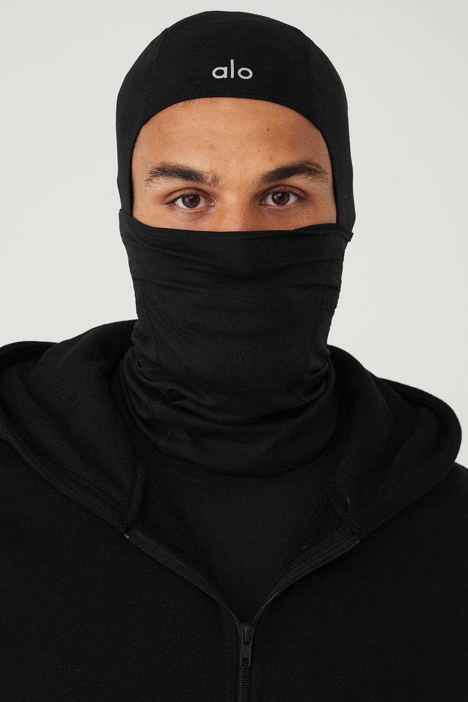 Side view of Summit balaclava showcasing hood design.