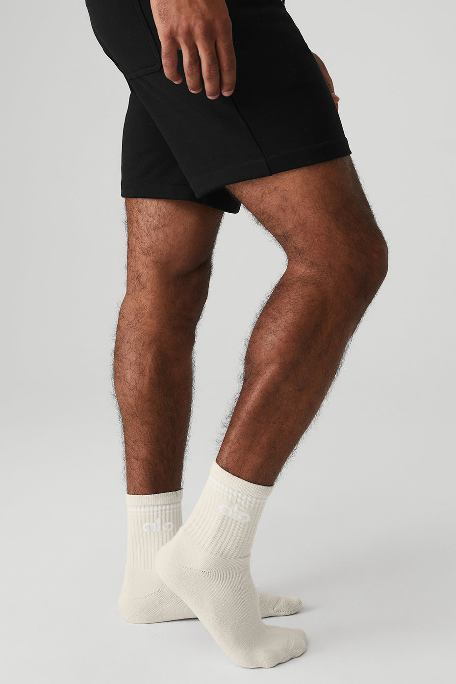 Close-up of striped cuff on unisex crew sock, highlighting texture