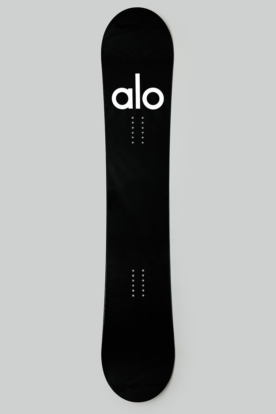 ALO Glacier Freestyle Snowboard angled view, showcasing its sleek design.