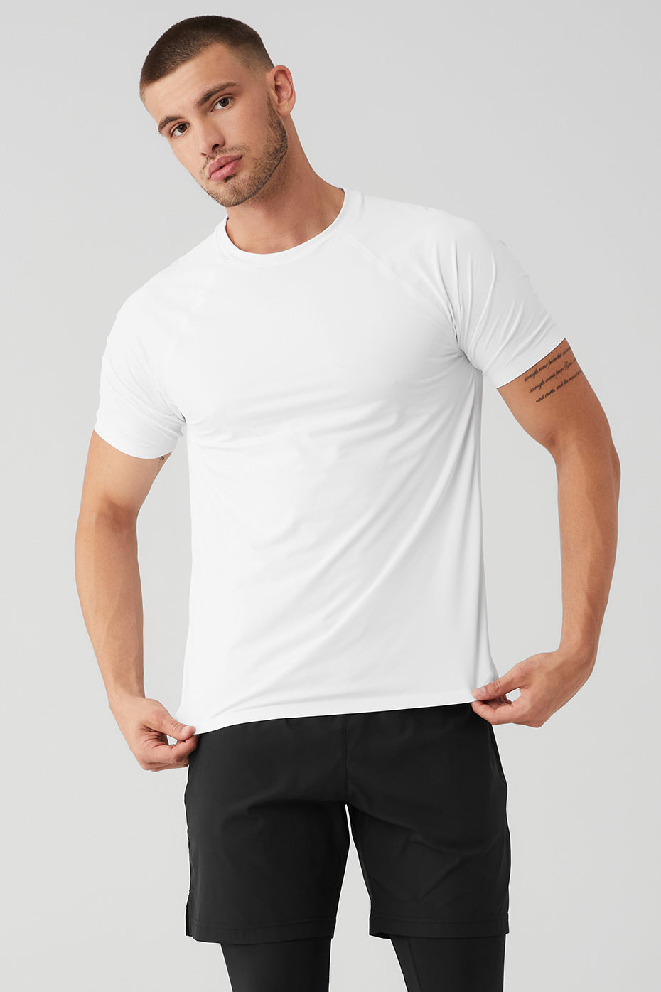 Front view of the Porter and Ash Performance Tee, showcasing its lightweight fabric.