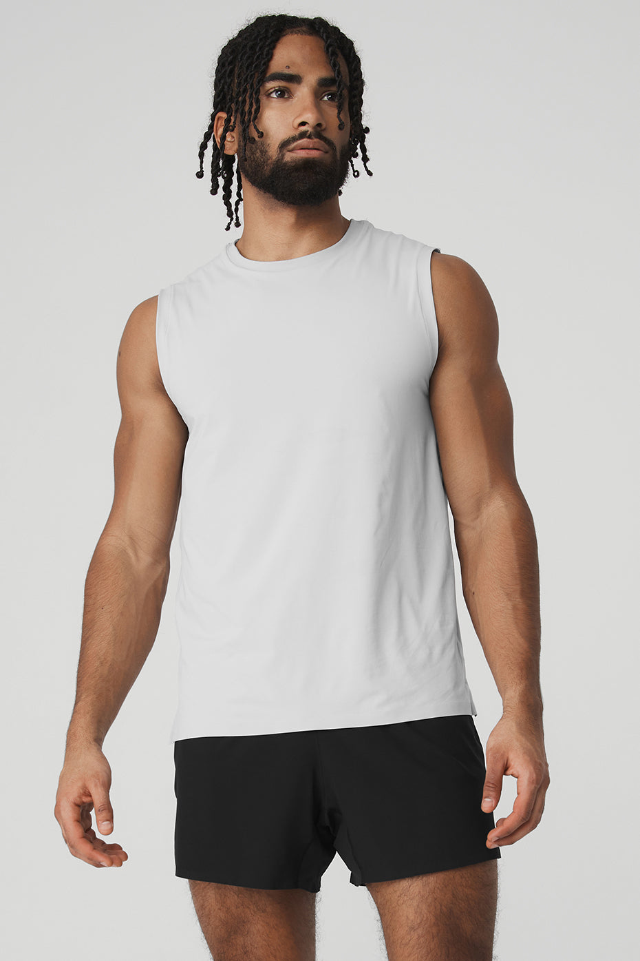 Front view of Titanium Elite Performance Tank during a gym workout.