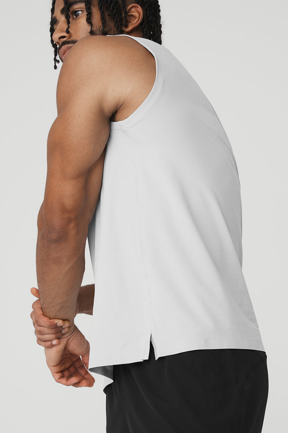 Front view of Titanium Elite Performance Tank during a gym workout.