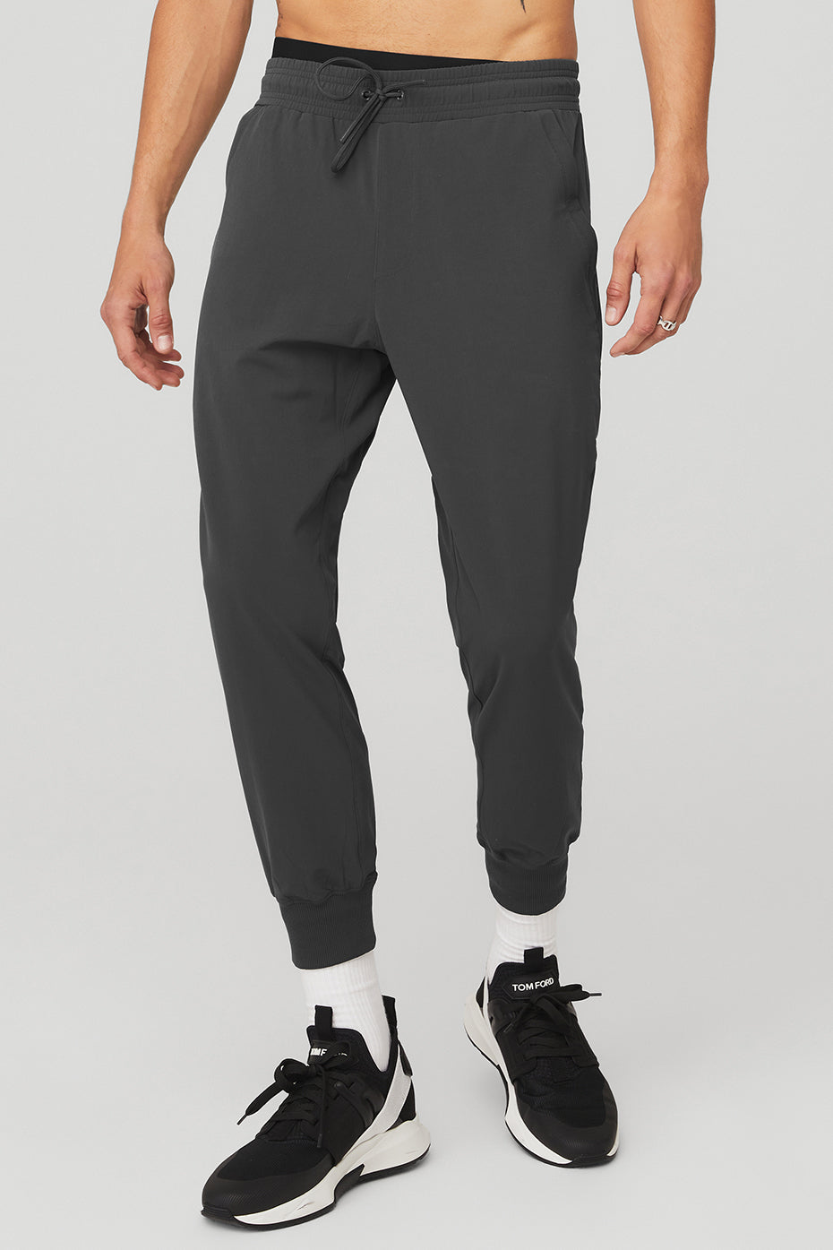 Front view of lightweight water-repellent cargo pants for women.