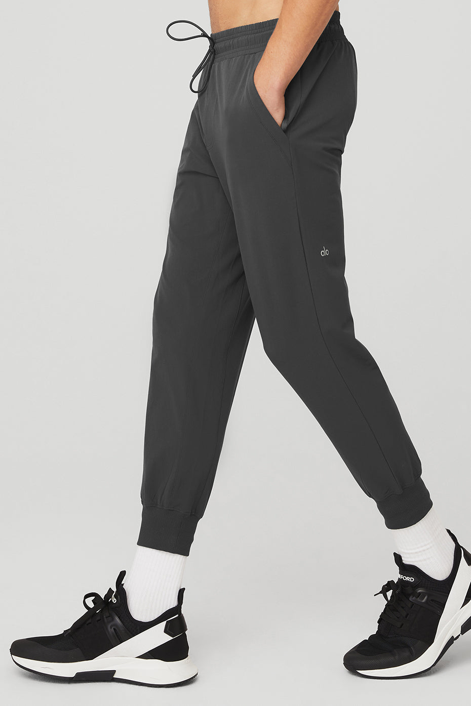 Back view of lightweight pants highlighting the back pocket.