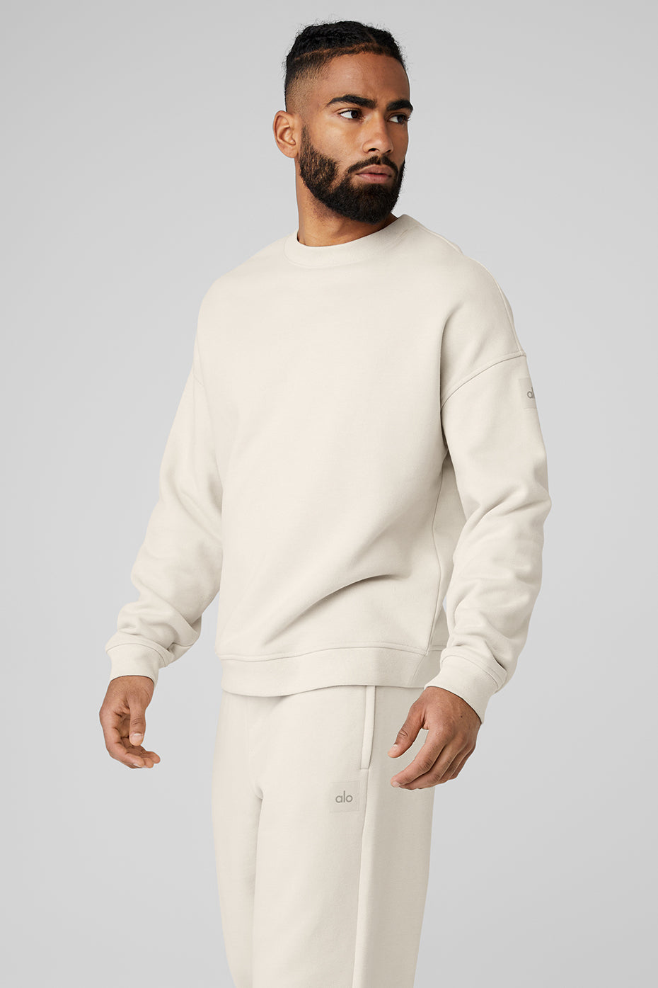 Close-up of the heavyweight sweatshirt fabric and design details.