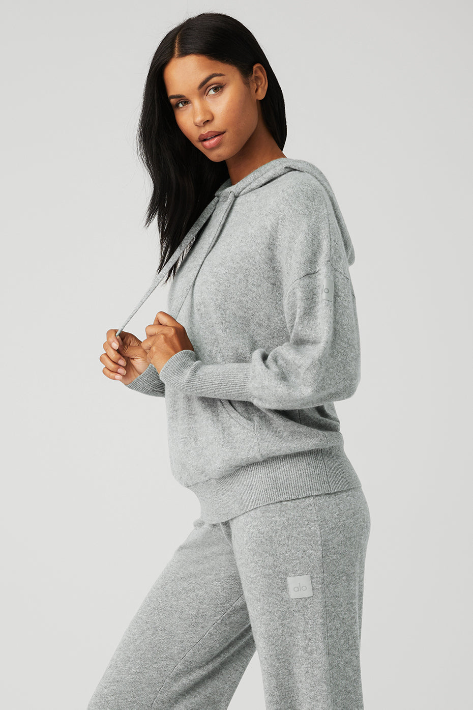 Detail shot of ribbed cuffs and premium zipper on hoodie